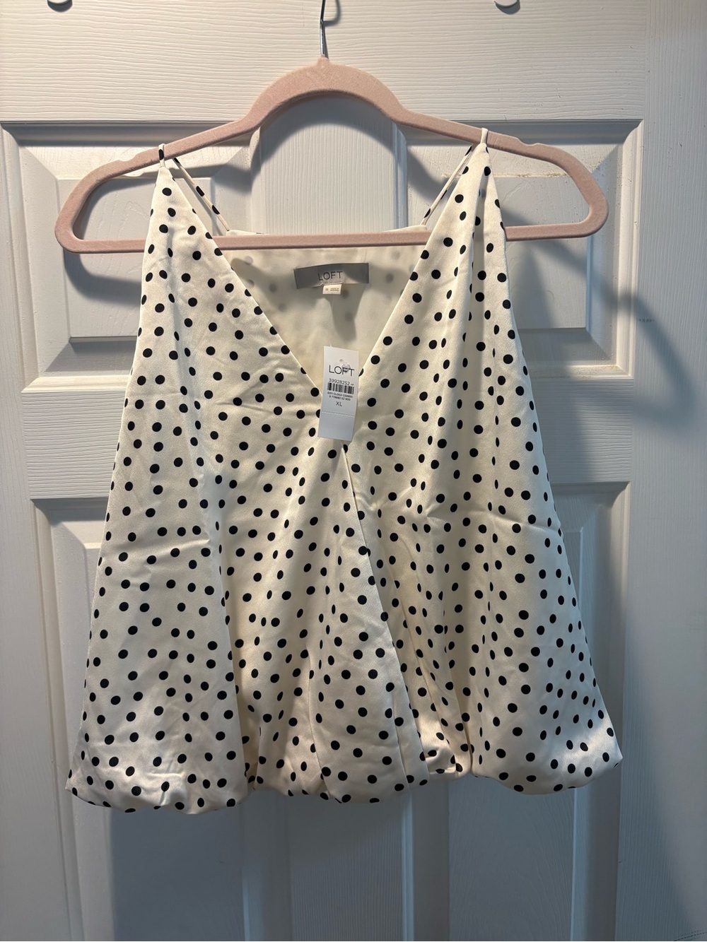 LOFT White Satin Polka Dot Spaghetti Strap Cami
